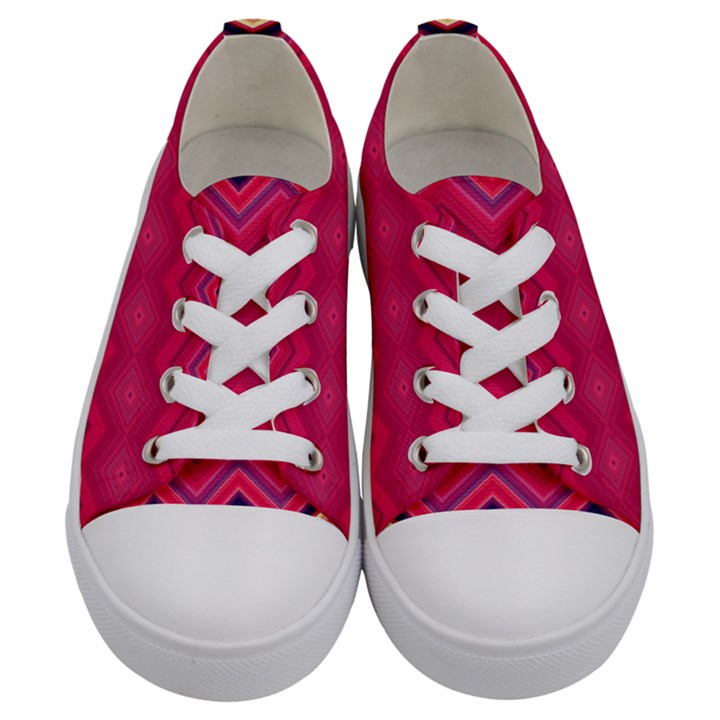 Boho Aztec Stripes Rose Pink Kids  Low Top Canvas Sneakers