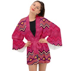 Boho Aztec Stripes Rose Pink Long Sleeve Kimono by SpinnyChairDesigns