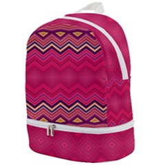 Boho Aztec Stripes Rose Pink Zip Bottom Backpack by SpinnyChairDesigns