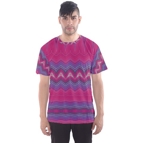 Magenta Blue Stripes Men s Sport Mesh Tee by SpinnyChairDesigns