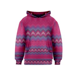 Magenta Blue Stripes Kids  Pullover Hoodie by SpinnyChairDesigns