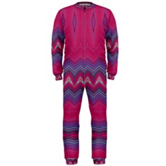 Magenta Blue Stripes Onepiece Jumpsuit (men)  by SpinnyChairDesigns