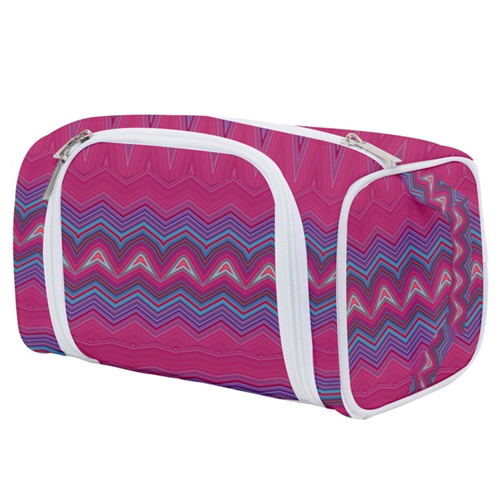 Magenta Blue Stripes Toiletries Pouch