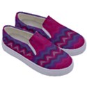 Magenta Blue Stripes Kids  Canvas Slip Ons View3