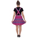 Magenta Blue Stripes Velvet Suspender Skater Skirt View2