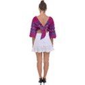 Magenta Blue Stripes Tie Back Butterfly Sleeve Chiffon Top View2