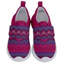 Magenta Blue Stripes Kids  Velcro No Lace Shoes View1