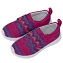 Magenta Blue Stripes Kids  Velcro No Lace Shoes View2