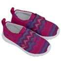 Magenta Blue Stripes Kids  Velcro No Lace Shoes View3