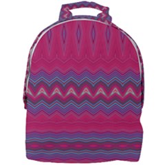 Magenta Blue Stripes Mini Full Print Backpack by SpinnyChairDesigns