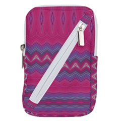 Magenta Blue Stripes Belt Pouch Bag (large) by SpinnyChairDesigns