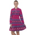 Magenta Blue Stripes All Frills Chiffon Dress View1