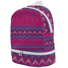 Magenta Blue Stripes Zip Bottom Backpack by SpinnyChairDesigns