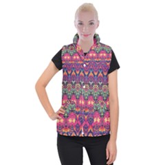 Boho Colorful Pattern Women s Button Up Vest by SpinnyChairDesigns