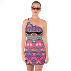 Boho Colorful Pattern One Soulder Bodycon Dress by SpinnyChairDesigns