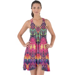 Boho Colorful Pattern Show Some Back Chiffon Dress by SpinnyChairDesigns