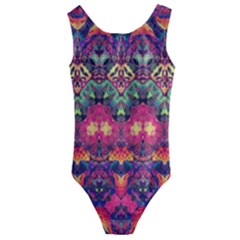 Boho Colorful Pattern Kids  Cut-out Back One Piece Swimsuit by SpinnyChairDesigns