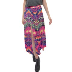 Boho Colorful Pattern Velour Split Maxi Skirt by SpinnyChairDesigns