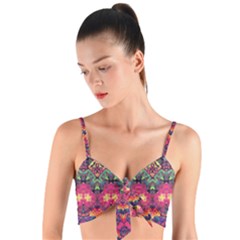 Boho Colorful Pattern Woven Tie Front Bralet by SpinnyChairDesigns