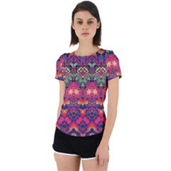 Boho Colorful Pattern Back Cut Out Sport Tee