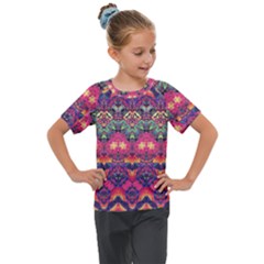 Boho Colorful Pattern Kids  Mesh Piece Tee