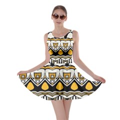 Boho Black White Yellow Skater Dress by SpinnyChairDesigns