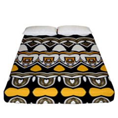 Boho Black White Yellow Fitted Sheet (california King Size) by SpinnyChairDesigns