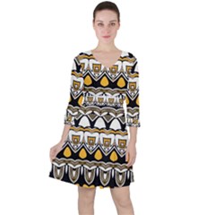 Boho Black White Yellow Ruffle Dress by SpinnyChairDesigns