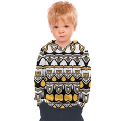 Boho Black White Yellow Kids  Overhead Hoodie by SpinnyChairDesigns