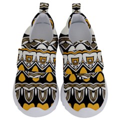 Boho Black White Yellow Kids  Velcro No Lace Shoes by SpinnyChairDesigns