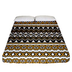 Boho Black Yellow Floral Print Fitted Sheet (queen Size) by SpinnyChairDesigns