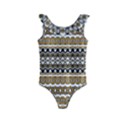 Boho Black Yellow Floral Print Kids  Frill Swimsuit View1