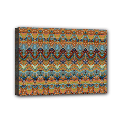 Boho Earth Colors Pattern Mini Canvas 7  X 5  (stretched) by SpinnyChairDesigns