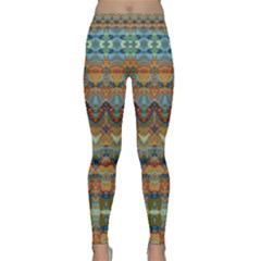 Boho Earth Colors Pattern Classic Yoga Leggings by SpinnyChairDesigns