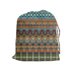 Boho Earth Colors Pattern Drawstring Pouch (xl) by SpinnyChairDesigns