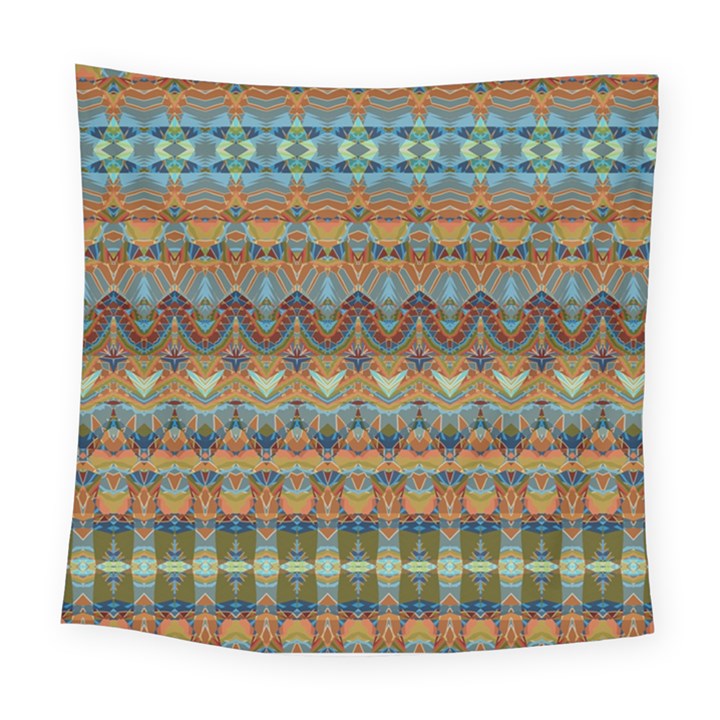 Boho Earth Colors Pattern Square Tapestry (Large)