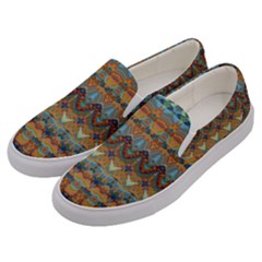 Boho Earth Colors Pattern Men s Canvas Slip Ons by SpinnyChairDesigns