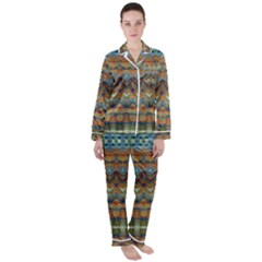 Boho Earth Colors Pattern Satin Long Sleeve Pyjamas Set by SpinnyChairDesigns