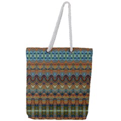 Boho Earth Colors Pattern Full Print Rope Handle Tote (large) by SpinnyChairDesigns