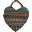 Boho Earth Colors Pattern Giant Heart Shaped Tote View1