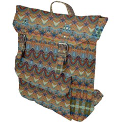 Boho Earth Colors Pattern Buckle Up Backpack by SpinnyChairDesigns