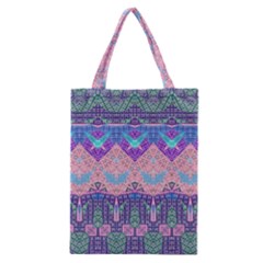 Boho Patchwork Violet Pink Green Classic Tote Bag by SpinnyChairDesigns