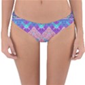 Boho Patchwork Violet Pink Green Reversible Hipster Bikini Bottoms View1