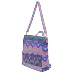 Boho Patchwork Violet Pink Green Crossbody Backpack by SpinnyChairDesigns