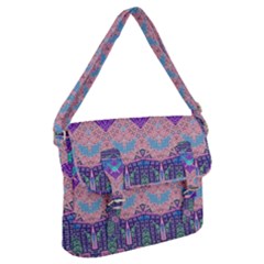 Boho Patchwork Violet Pink Green Buckle Messenger Bag by SpinnyChairDesigns