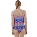 Boho Patchwork Violet Pink Green Twist Front Tankini Set View2