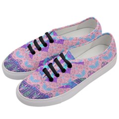 Boho Patchwork Violet Pink Green Women s Classic Low Top Sneakers by SpinnyChairDesigns