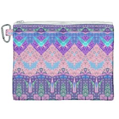 Boho Patchwork Violet Pink Green Canvas Cosmetic Bag (xxl) by SpinnyChairDesigns