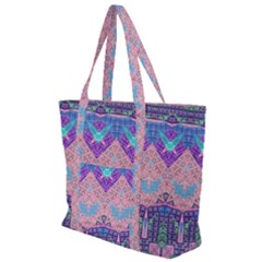 Boho Patchwork Violet Pink Green Zip Up Canvas Bag by SpinnyChairDesigns