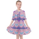 Boho Patchwork Violet Pink Green Kids  All Frills Chiffon Dress View1